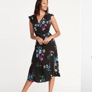 Old Navy black floral midi dress